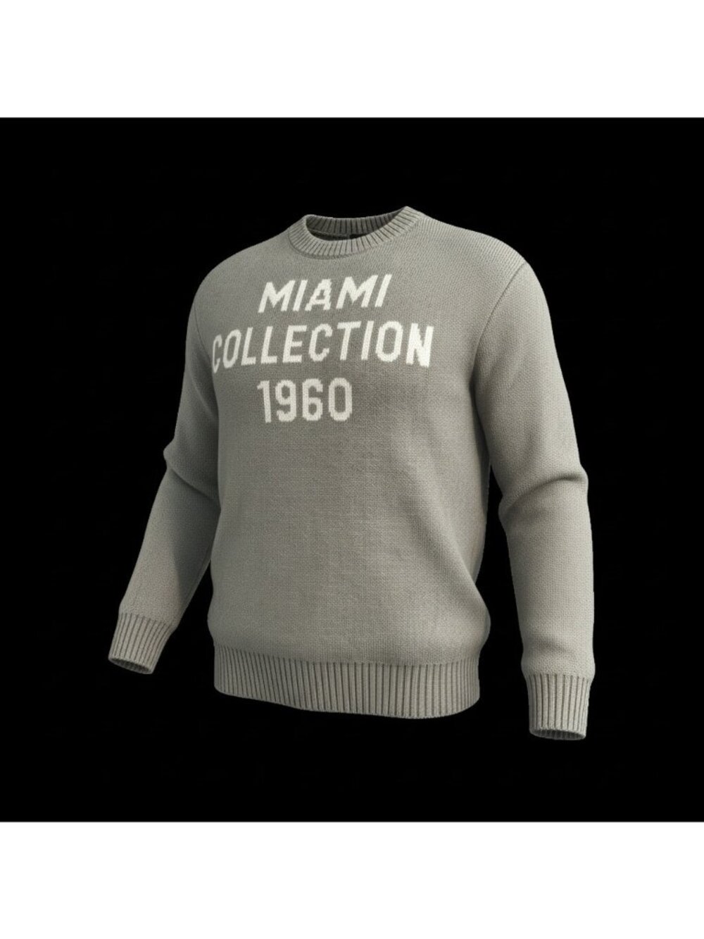 Miami Collection 1960 Crewneck Sweater Mens Large Gray Knit Pullover